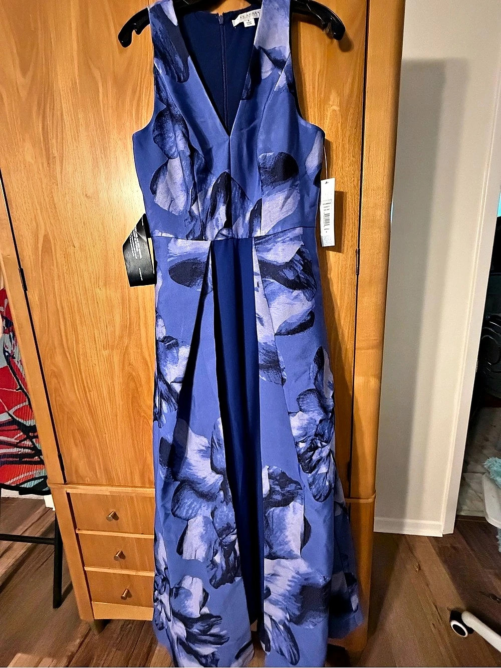 Kay Unger Floral Maxi Dress in Blue & Purple NWT